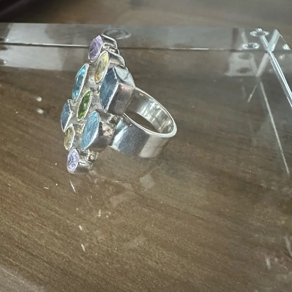 Multi-Stone 925 Silver Ring size 7.5